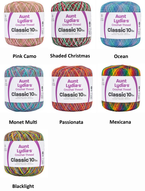 Aunt Lydia Size 10 Classic Crochet Thread 57 Colors Available 