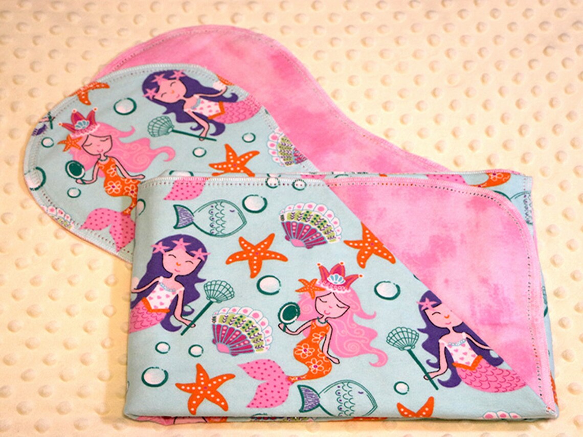 Hemstitched Flannel Baby Blanket and 2 Burp Cloths Kit Pretty Etsy