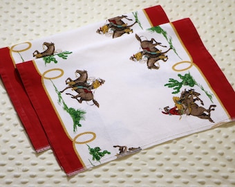Hemstitch Moda Kitchen Tea Towel Kits, Cowboy Cotton Tea Towels