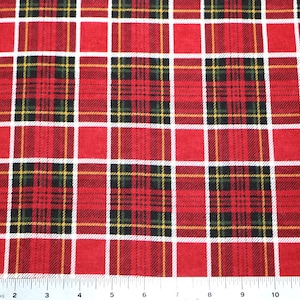 Flannel By The Yard, Red Plaid, Cotton Flannel