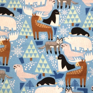 Flannel By The Yard, Christmas Animals, Cotton Flannel
