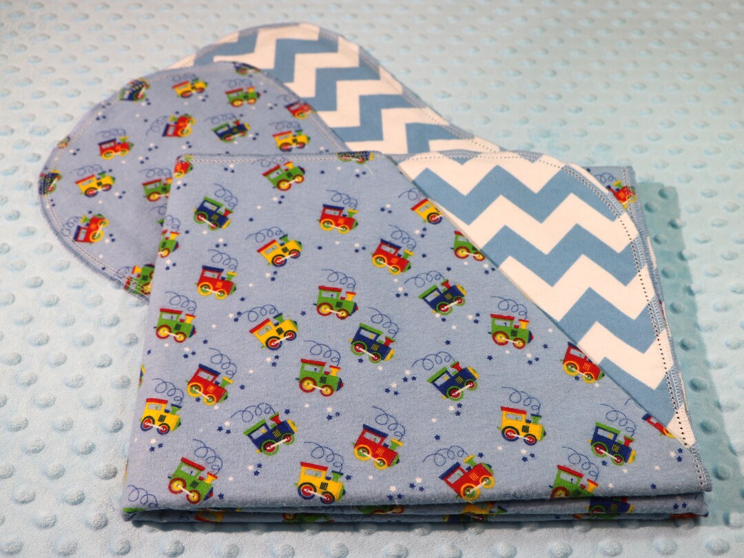 Hemstitched Flannel Baby Blanket and 2 Burp Cloths Kit Choo Etsy