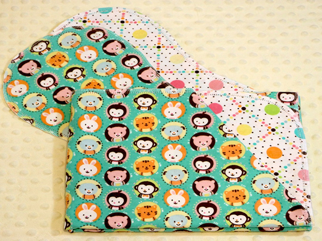 Hemstitched Flannel Baby Blanket and 2 Burp Cloths Kit Baby Etsy