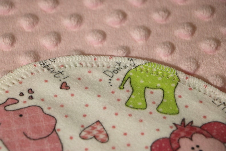 Little Ones Too Pink with Coordinating Fabric on Reverse Side Hemstitched Flannel Baby Blanket and 2 Burp Cloths Kit