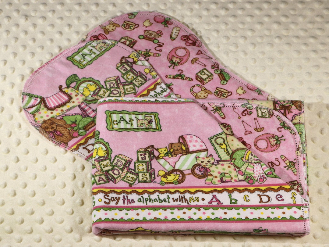 Hemstitched Flannel Baby Blanket and 2 Burp Cloths Kit Sugar Etsy
