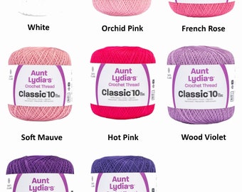 Aunt Lydia Size #10 Classic Crochet Thread (57 Colors Available)