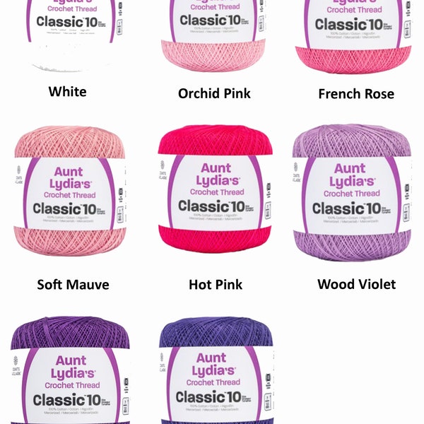 Aunt Lydia Size #10 Classic Crochet Thread (57 Colors Available)