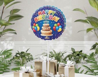 Happy Birthday Cake Mylar Balloon | 11" Reusable Party Decor, Matte Finish