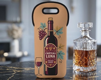 Chateau Luna Neoprene Wine Tote Bag | Insulated Bottle Carrier for Gifting & Entertaining
