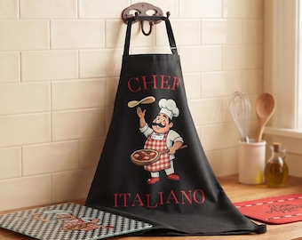 Chef Italiano Apron, Vintage Italian Pizza Cook Apron
