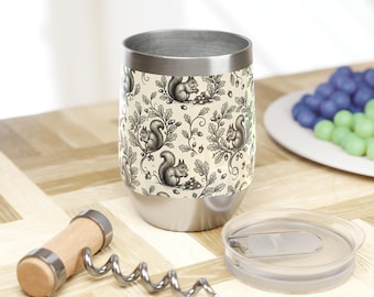 Vintage Squirrel Oak Leaf Stainless Steel Tumbler | Insulated Travel Cup