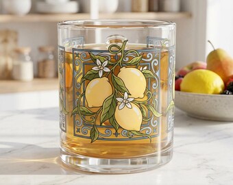 Mediterranean Lemon Glass Mug, Amalfi Majolica Tile Print, Italian Kitchenware 10oz
