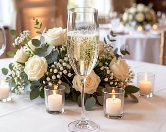 Engraved 8oz Champagne Flute — 'Cheers' Script Glass for Weddings & Celebrations