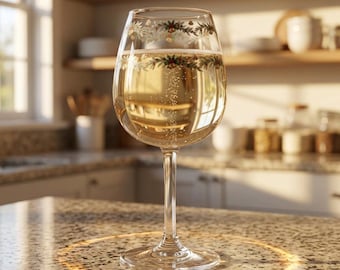 Holiday Pine, Holly Berry Wine Glass | Festive Winter Drinkware, Cozy Gatherings