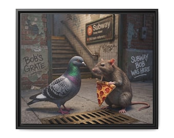 Slice Wars, Subway Bob & NYC Rat Street Art Canvas