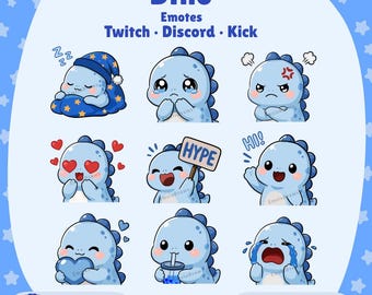 Dinosaur Twitch Emotes | Kawaii Dino PNG Pack (Digital Download)