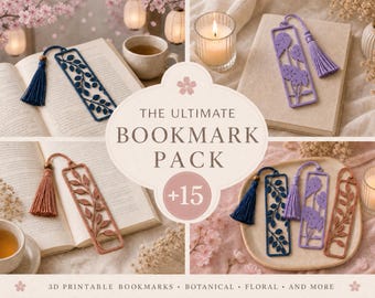 Può includere: Una collezione di segnalibri rettangolari con intricati disegni botanici e floreali tagliati al laser. Ogni segnalibro include una nappa di colore coordinato fissata con una perlina di legno. Il set comprende pezzi color blu navy, lavanda e terracotta.