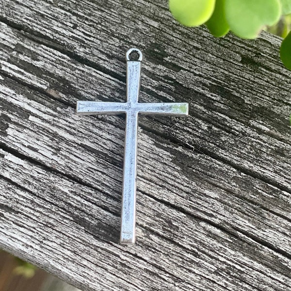 DIY Jewelry - Plain Silver Cross Charms - Jewelry Findings and Supplies - Unisex Christian Pendant