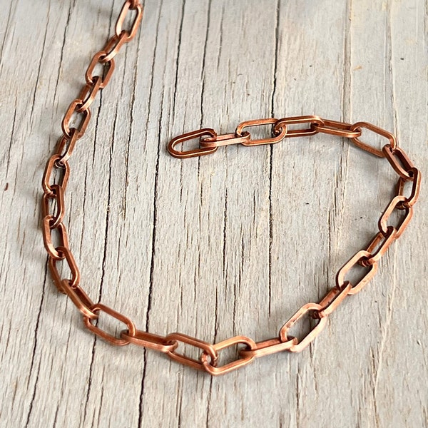 Small Link Paperclip Chain in Copper - 10x5x1 mm - Open Link - By The Foot