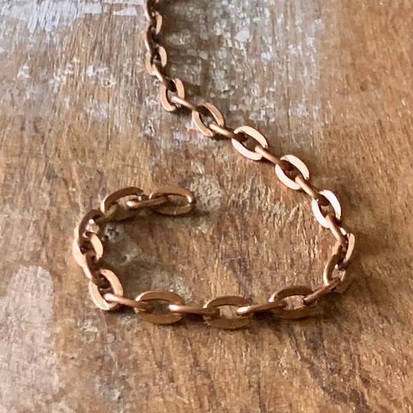 Antique Copper Flat Cable Rolo Chain by the Foot - 3x5 mm - Supplies and Findings - Tiny Chain - Destash