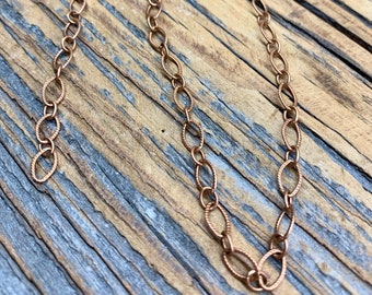 Textured Oval Long and Short Copper Tone Chain - By The Foot - Supplies and Findings