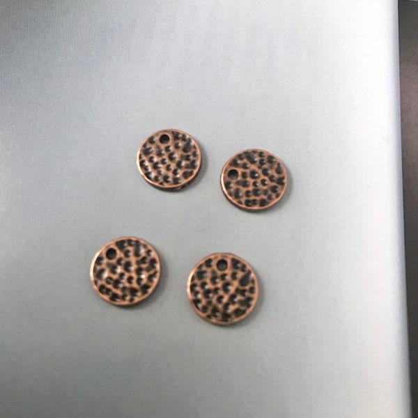 Antique Hammered Copper Charms for Earrings, Bracelets or Necklaces - Findings and Supplies - DIY - Destash