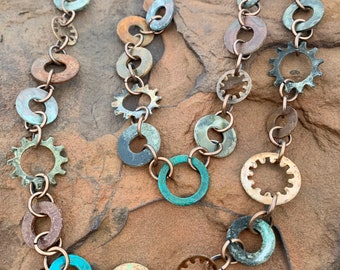 Large Oxidized Hardware Washer and Copper Chain by the Foot - Supplies and Findings