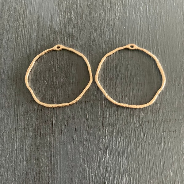 Free Style Hoops - DIY Hammered Gold Earring Components - One Pair - Jewelry Finding