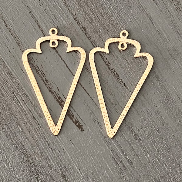 Textured Gold Arrowhead Earring Charms or Pendants - One Pair - DIY Jewelry Finding