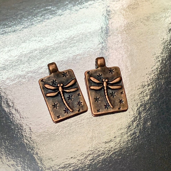 Dragon Fly Charms for Earrings, Bracelets or Necklaces - Copper Tone - Findings and Supplies