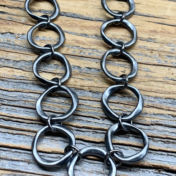 Brushed Gun Metal Organic Chain by the Foot - Supplies and Findings