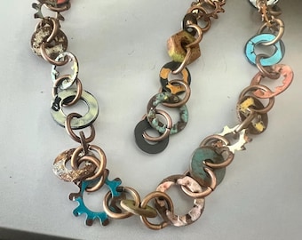 Oxidized Hardware Washer and Copper Chain - Tiny Fasteners - by the Foot - Supplies and Findings