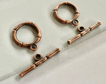 Large Copper Toggle Clasp - 2 Sets - Jewelry Findings and Supplies - Connector Components