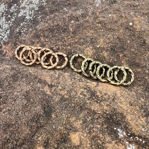 10 mm Textured Antique  Plated Open Jump Ring - Choose Color Quantity