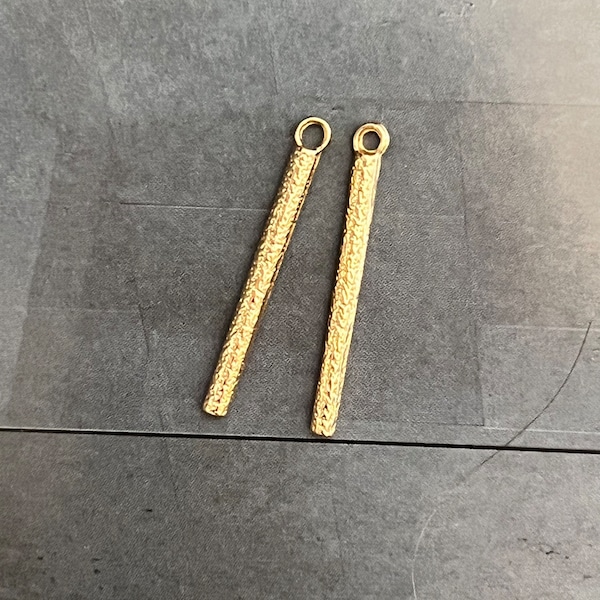 DIY Jewelry - Textured Gold Plated Bar Charms - 4 Pieces - Jewelry Findings and Components