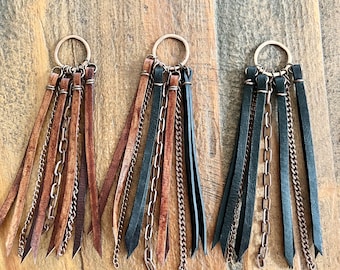 Long Leather and Copper Boho Tassel Pendant - Choose Your Color - DIY Jewelry - Jewelry Findings and Supplies - Components
