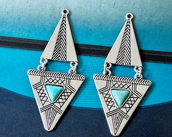Antique Silver Bohemian Charms with Turquoise: DIY Jewelry Findings