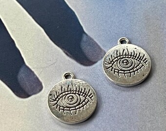 Antique Silver Eye Charms: DIY Jewelry Supplies