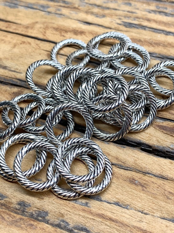 Antique Silver Rope Jump Rings Closed Rings 12 Mm Component DIY Jewelry  Making Findings and Supplies 