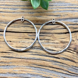 53 mm Large Silver Tone Hoops - DIY Earring Components  - One Pair - Jewelry Finding