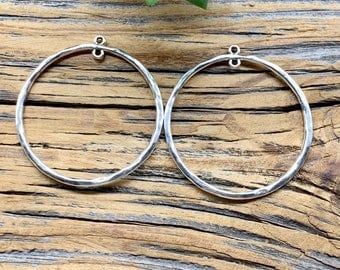 53 mm Large Silver Tone Hoops - DIY Earring Components  - One Pair - Jewelry Finding