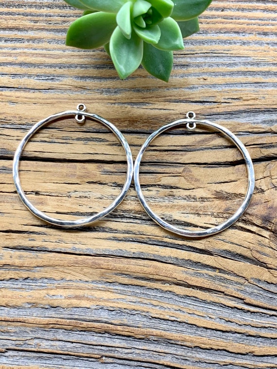 53 mm Large Silver Tone Hoops - DIY Earring Components  - One Pair - Jewelry Finding