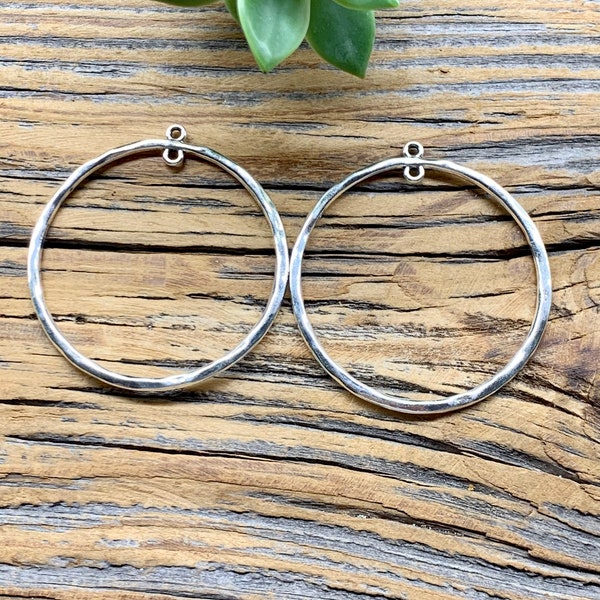 53 mm Large Silver Tone Hoops - DIY Earring Components  - One Pair - Jewelry Finding