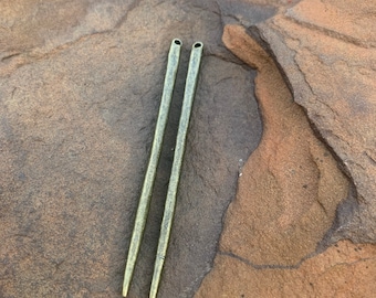 Bronze Organic Bar Pendant: DIY Earring Components, 3 Inch (2 Pieces)