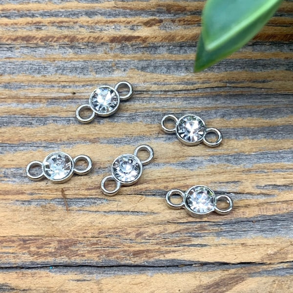 Silver and Rhinestone Connectors - DIY - Destash - Jewelry Supplies and Findings - Bling