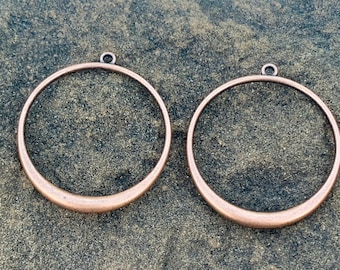 DIY Copper Earring Components  - One Pair - Jewelry Finding - Circle Hoop Findings