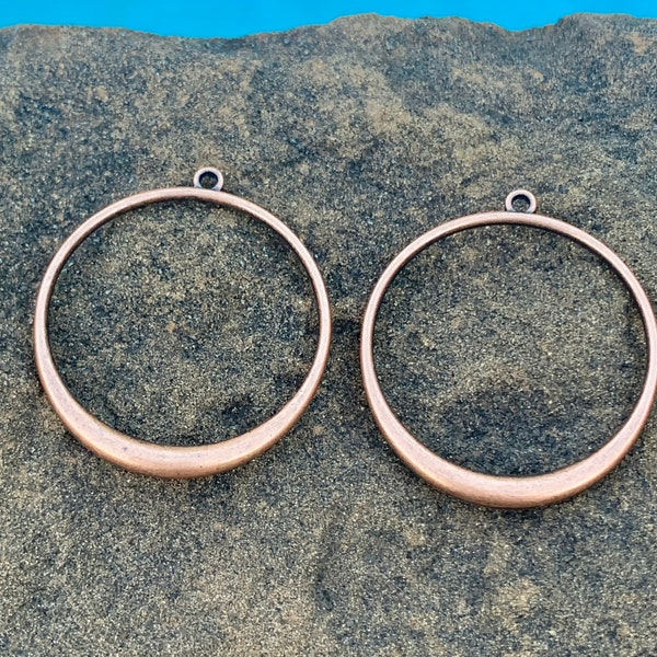 DIY Copper Earring Components  - One Pair - Jewelry Finding - Circle Hoop Findings