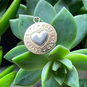 Faith Hope Love Charm: Silver Heart on Gold, DIY Jewelry Finding