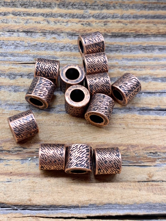 Textured Tube Beads in Antique Copper - 7 x 8 mm - Components - DIY Jewelry  Making - Findings and Supplies