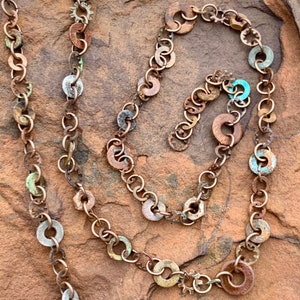 Oxidized Hardware Washer and Copper Chain - Tiny Fasteners - by the Foot - Supplies and Findings